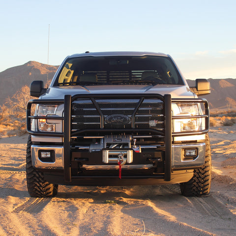 Westin HDX Winch Mount Grille Guard; Steel; Black Finish;