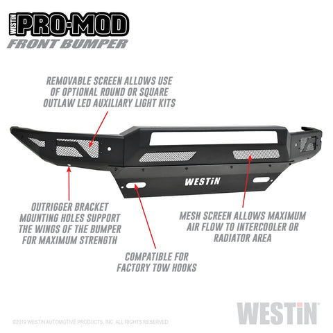 Westin Pro-Mod Front Bumper; Textured Black;