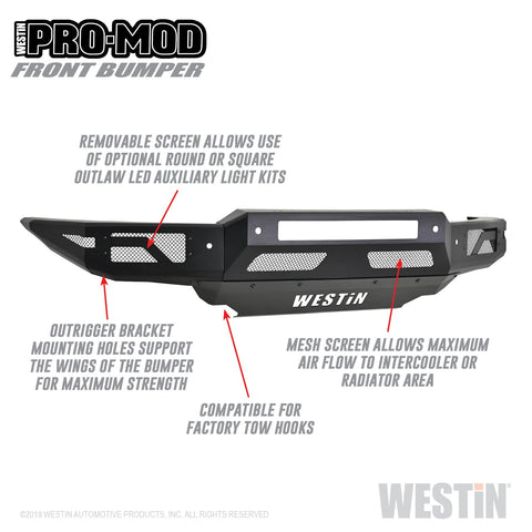 Westin Pro-Mod Front Bumper; Textured Black;
