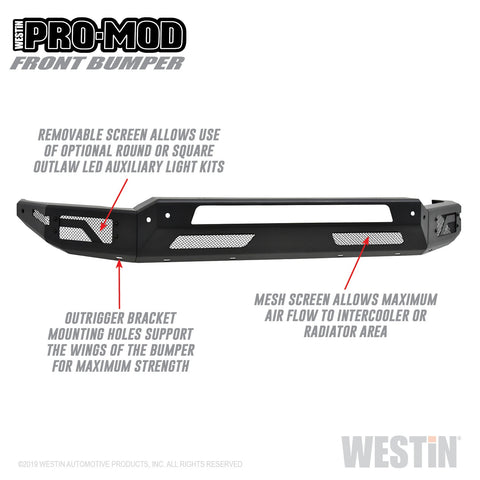 Westin Pro-Mod Front Bumper; Textured Black;