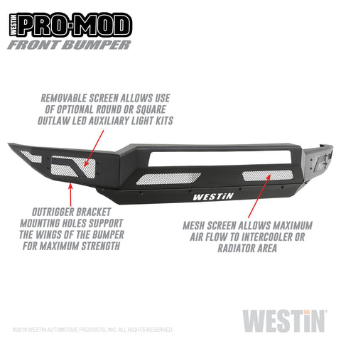Westin Pro-Mod Front Bumper; Textured Black;