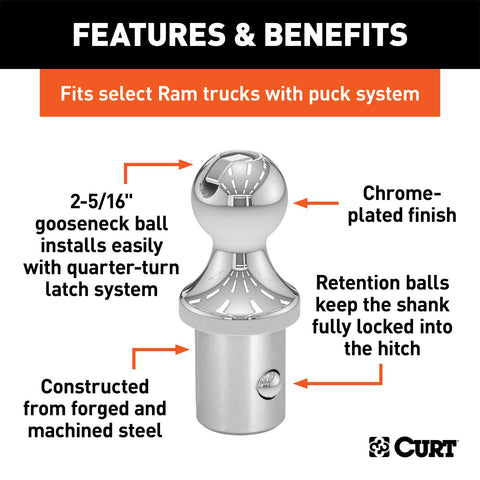 CURT OEM Puck System 2-5/16in. Gooseneck Ball; Ram (30K)