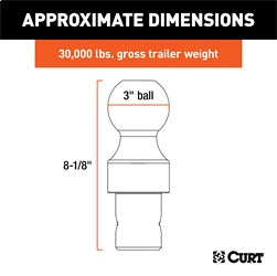 CURT OEM Puck System 3in. Gooseneck Ball; Chevrolet; Ford; GMC; Nissan; Ram (30K)