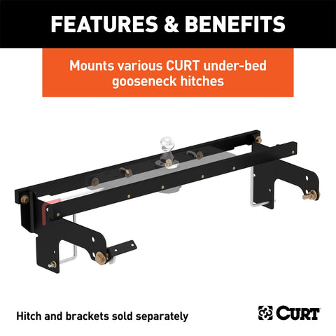CURT Under-Bed Gooseneck Install Brackets; Select Silverado; Sierra 1500; 2500; 3500