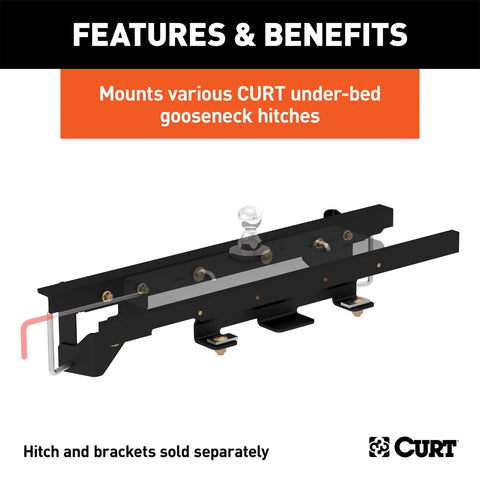 CURT Double Lock Gooseneck Install Brackets; Select Dodge; Ram 1500; w/Coil Springs