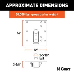 CURT CURT 61052 Over-Bed Folding Ball Gooseneck Hitch; 30;000 lbs; 2-5/16-Inch Ball
