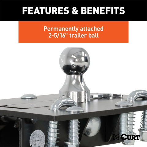 CURT CURT 61052 Over-Bed Folding Ball Gooseneck Hitch; 30;000 lbs; 2-5/16-Inch Ball