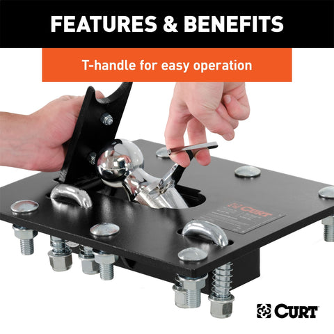 CURT CURT 61052 Over-Bed Folding Ball Gooseneck Hitch; 30;000 lbs; 2-5/16-Inch Ball