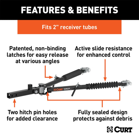 CURT CURT 70001 Rambler Steel RV Tow Bar; 7;500 Pounds; 2-Inch Shank