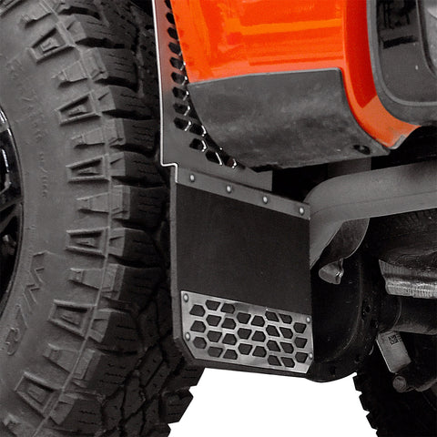 Putco Mud Skins Mud Flaps; Brushed Stainless; Features Hex Shield;