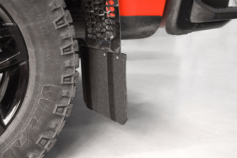 Putco Mud Skins Mud Flaps; Brushed Stainless; Features Hex Shield;