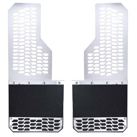 Putco Mud Skins Mud Flaps; Brushed Stainless; Features Hex Shield;