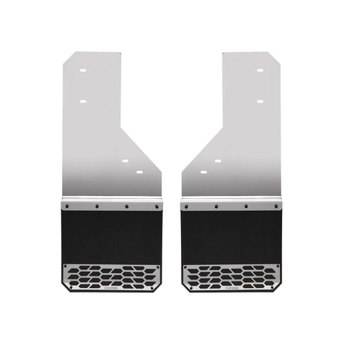 Putco Mud Skins Mud Flaps; Polished Stainless Steel; Features Hex Shield; Solid;