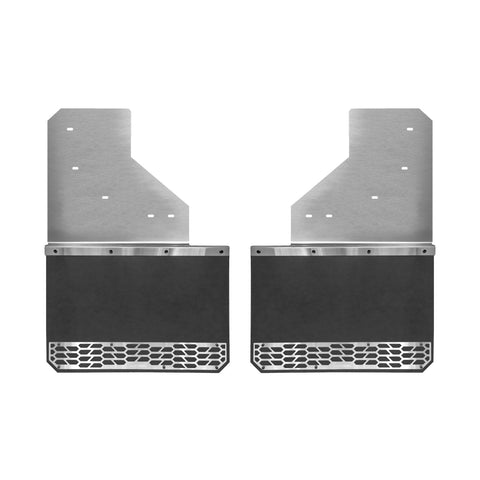 Putco Mud Skins Mud Flaps; Brushed Stainless; Features Hex Shield; Solid;