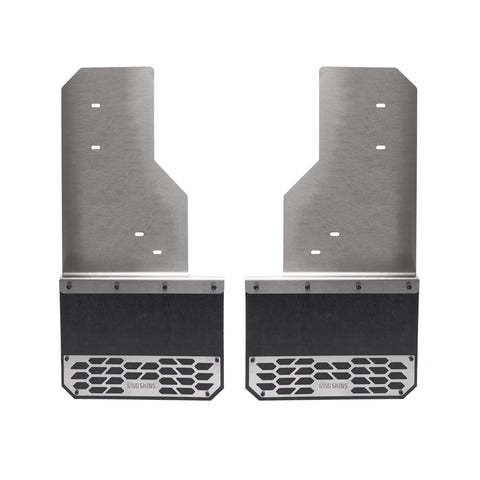 Putco Mud Skins Mud Flaps; Brushed Stainless; Features Hex Shield; Solid;