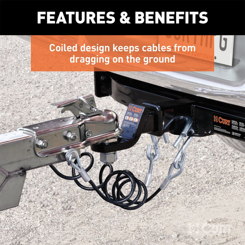 CURT 44in. Safety Cables with 2 Snap Hooks (7;500 lbs; Vinyl-Coated; 2-Pack)