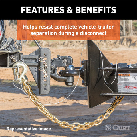 CURT 35in. Safety Chain with 1 Clevis Hook (18;800 lbs; Yellow Zinc)
