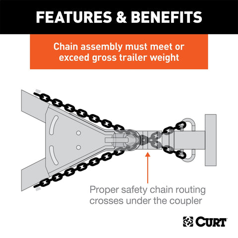 CURT 35in. Safety Chain with 1 Clevis Hook (18;800 lbs; Yellow Zinc)