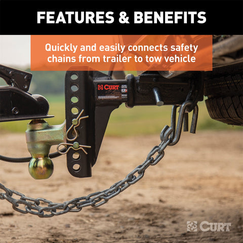 CURT CURT 81260 3/8-Inch Certified Trailer Safety Chain S-Hook; 2;000 lbs