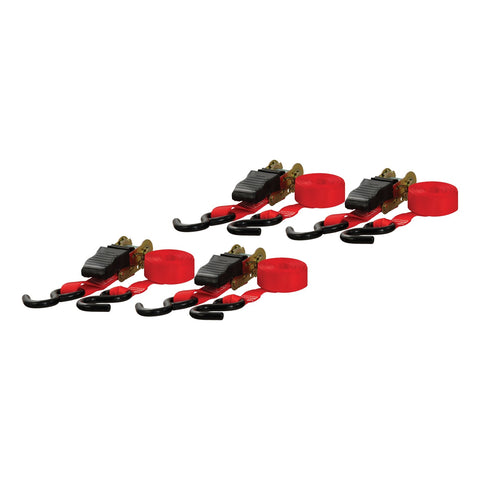 CURT 16ft. Red Cargo Straps with S-Hooks (500 lbs; 4-Pack)