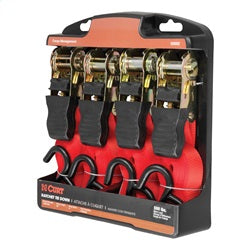 CURT 16ft. Red Cargo Straps with S-Hooks (500 lbs; 4-Pack)