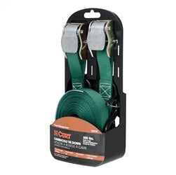 CURT 15ft. Dark Green Cargo Straps with S-Hooks (300 lbs; 2-Pack)