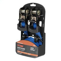 CURT 16ft. Blue Cargo Straps with J-Hooks (733 lbs; 2-Pack)
