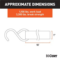 CURT 16ft. Lime Green Cargo Straps with S-Hooks (1;100 lbs; 2-Pack)