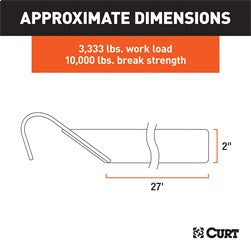 CURT 27ft. Yellow Cargo Strap with Flat Hooks (3;333 lbs.)