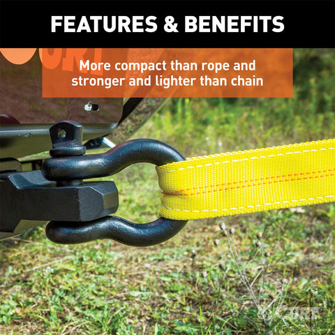 CURT CURT 83066 30-Foot Yellow Nylon Recovery Tow Strap; 18;000 lbs Break Strength