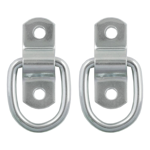 CURT 1in. x 1-1/4in. Surface-Mounted Tie-Down D-Rings (1;200 lbs; Clear Zinc; 2-Pack)