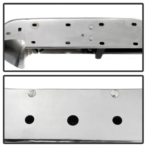 Spyder Auto OEM Style Steel Rear Bumper; Chrome; Incl. Brackets Hardware And Step Pads;