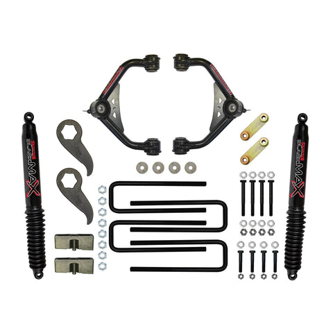 Skyjacker 3-3.5 Inch Upper Control Arm Lift Kit With Black Max B8500 Rear Shocks