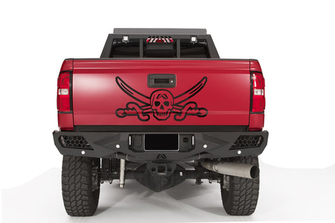 Fab Fours Vengeance Rear Bumper; 2 Stage Black Powder Coated; w/Sensors;