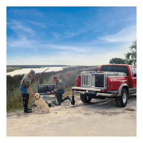 UWS Bright Aluminum 48in. x 48in. Double-Door Dog Box with Full Enclosure/Storage