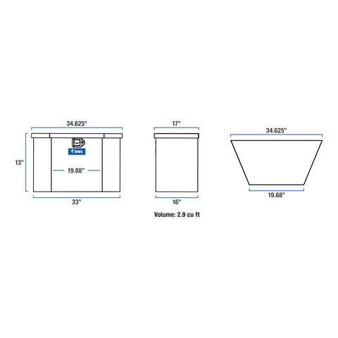 UWS Bright Aluminum 34in. Trailer Tongue Box with Low Profile (Heavy Packaging)