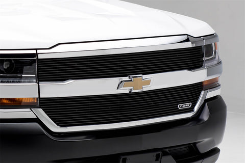 T-Rex Laser Billet Series Grille; Horizontal; Aluminum; Black; 2 Pc; Overlay;