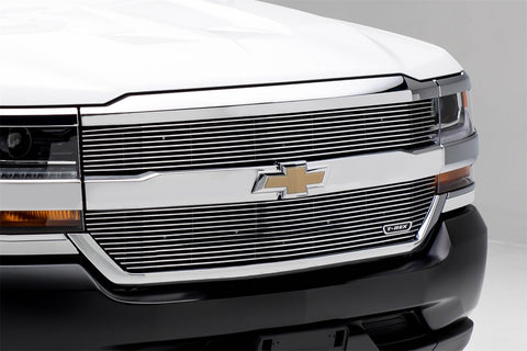 T-Rex Laser Billet Series Grille; Horizontal; Aluminum; Polished; 2 Pc; Overlay;