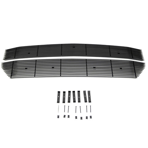 T-Rex Laser Billet Series Grille; Horizontal; Aluminum; Black; 2 Pc; Overlay;