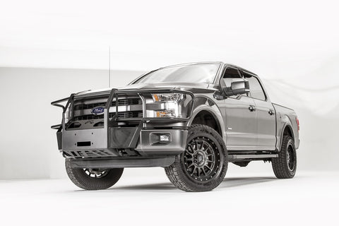 Fab Fours Winch Mount; 2 Stage Black Powder Coated; w/Full Grill Guard;