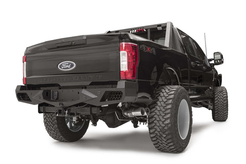Fab Fours Vengeance Rear Bumper; 2 Stage Black Powder Coated; w/Sensors;
