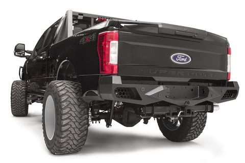 Fab Fours Vengeance Rear Bumper; 2 Stage Black Powder Coated; w/Sensors;