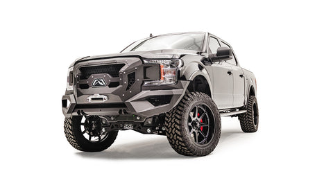 Fab Fours Grumper Front Winch Bumper; 2 Stage Black Powder Coated;