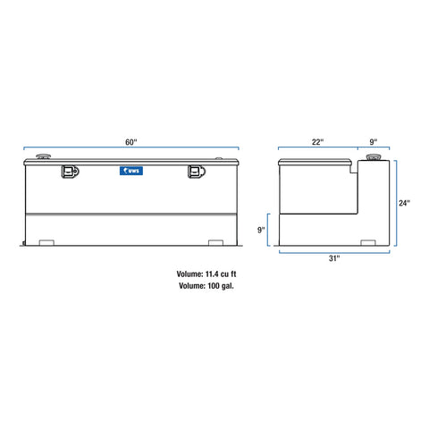 UWS White 100-Gallon Steel-Aluminum Combo Transfer Tank