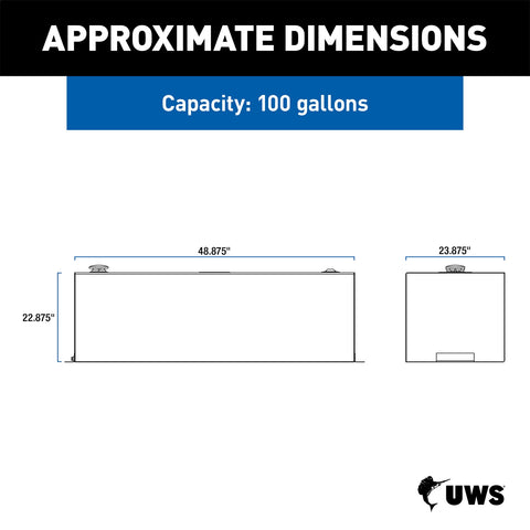 UWS Transfer Tank; 100 Gallon; Non Flammable Liquid; Rectangular; White; Steel;