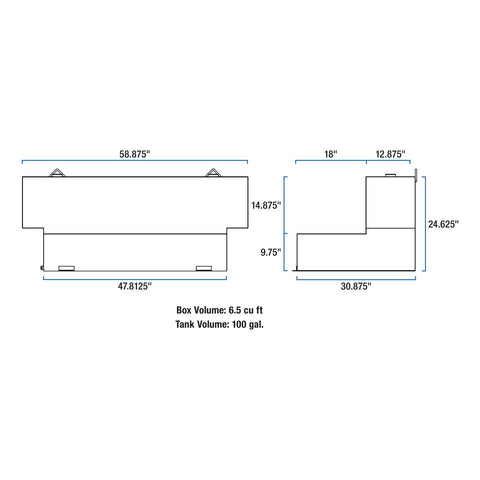 UWS Matte Black Hammerhead-Style 100-Gallon L-Shape Steel Transfer Tank