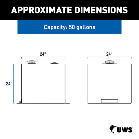 UWS Transfer Tank; 53 Gallon; Non Flammable Liquid; Rectangular; Matte Black; Steel;