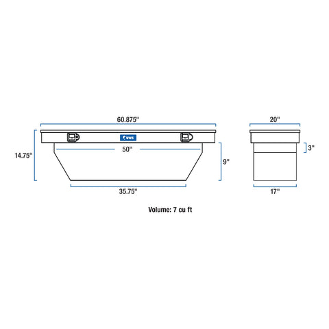 UWS UWS TBS-60-A Crossover Tool Box (60 Inch Angled Truck Tool Box-Bright Aluminum)