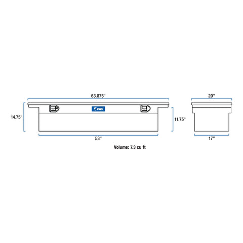 UWS Gloss Black Aluminum 63in. Truck Tool Box with Low Profile (LTL Shipping Only)