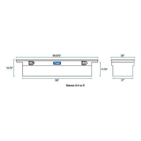 UWS Matte Black Aluminum 69in. Truck Tool Box with Low Profile (LTL Shipping Only)